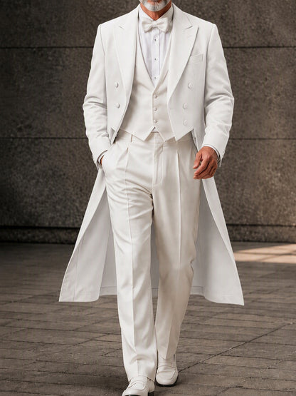 Designer Faux Two-Piece Long Suit Overcoat