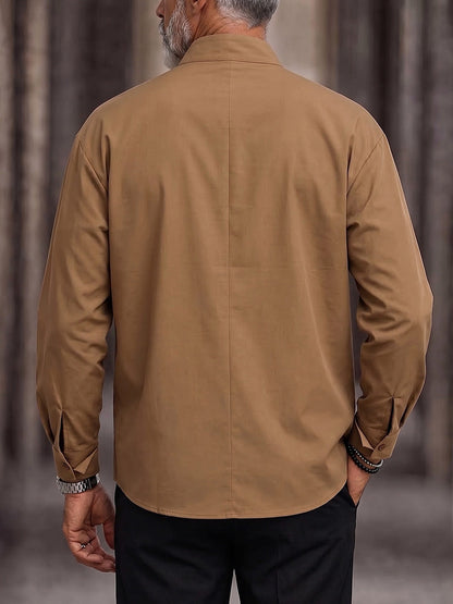 Avant-Garde Asymmetrical Collar Diagonal Placket Shirt