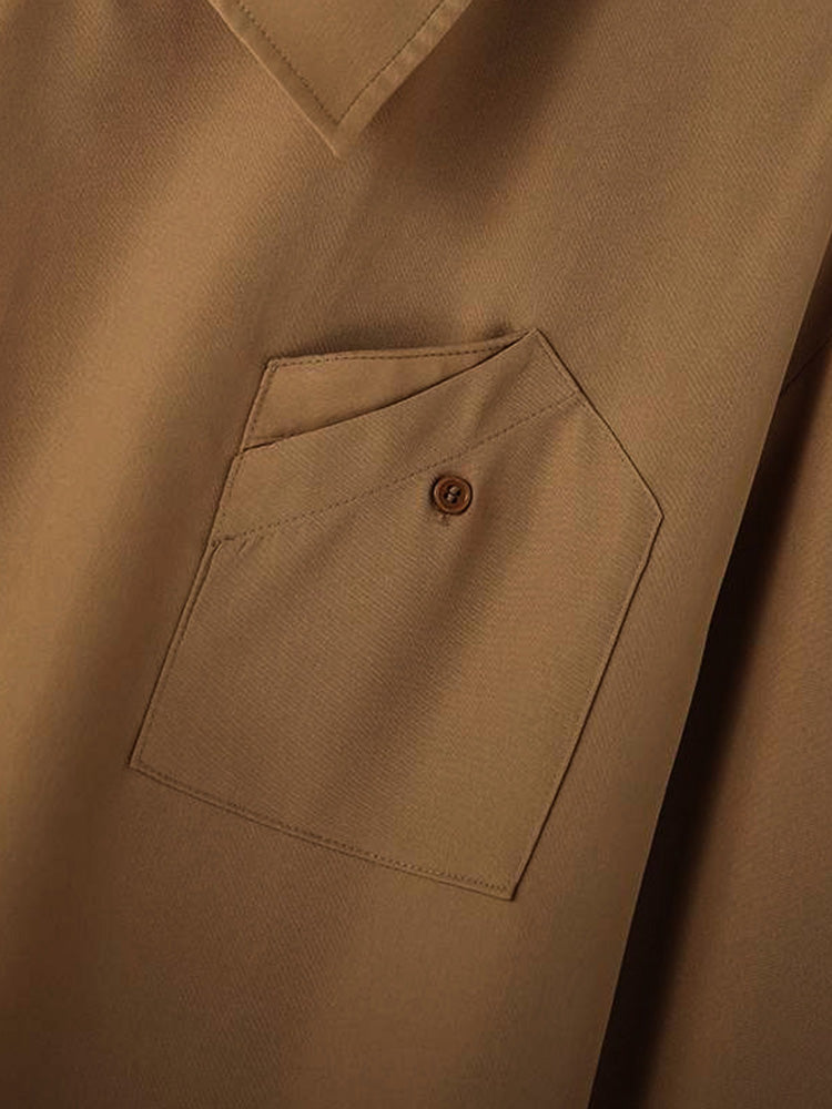 Avant-Garde Asymmetrical Collar Diagonal Placket Shirt