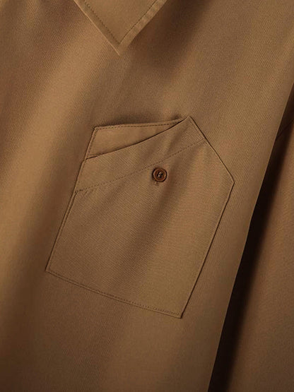 Avant-Garde Asymmetrical Collar Diagonal Placket Shirt