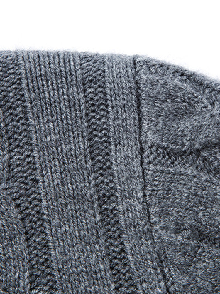 Cable Knit Quarter Zip Sweater Vintage Mock Neck Pullover