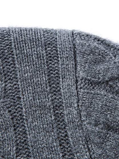 Cable Knit Quarter Zip Sweater Vintage Mock Neck Pullover