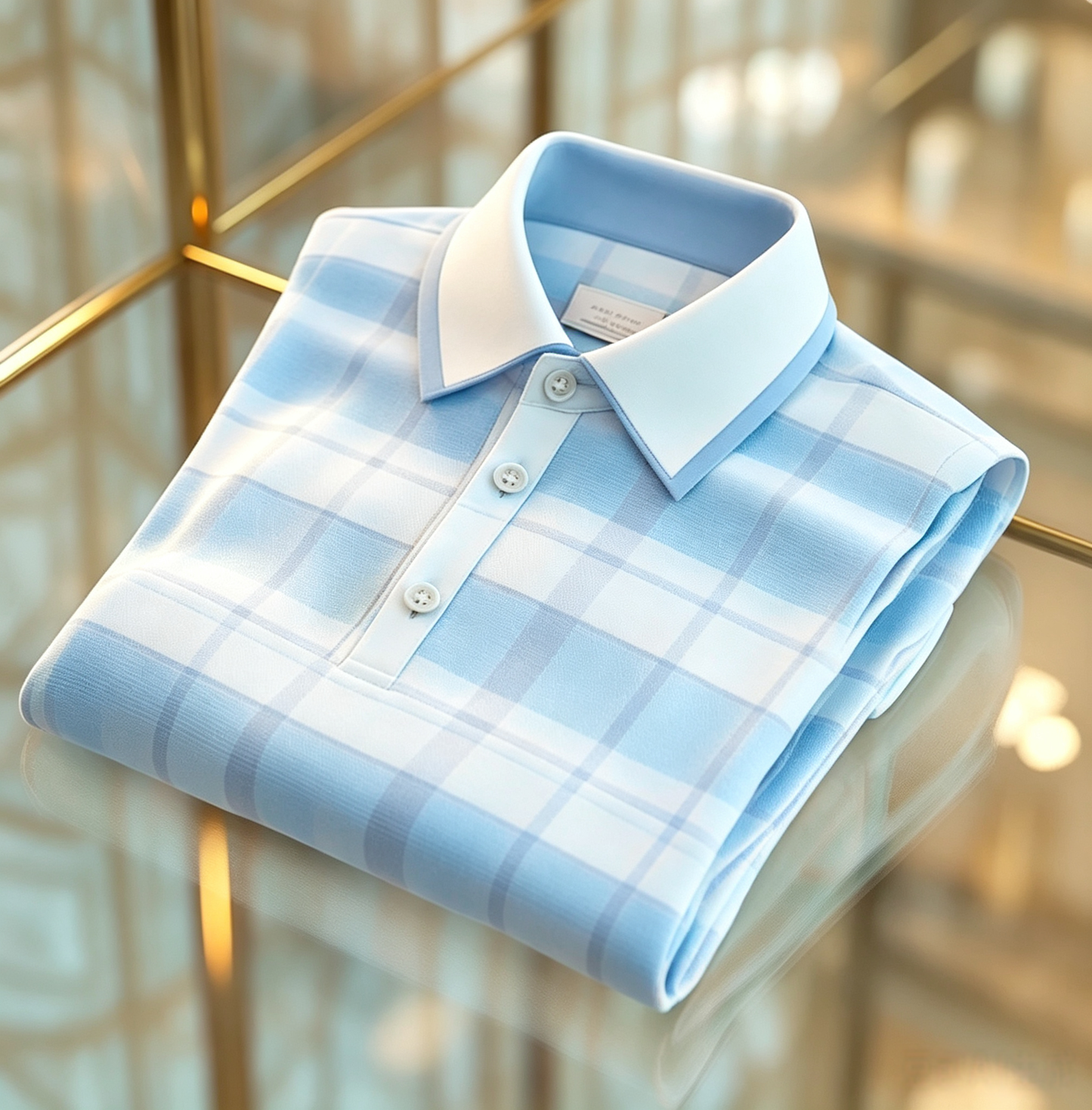 Men's Business Casual Jacquard Button Short Sleeve Polo Shirt