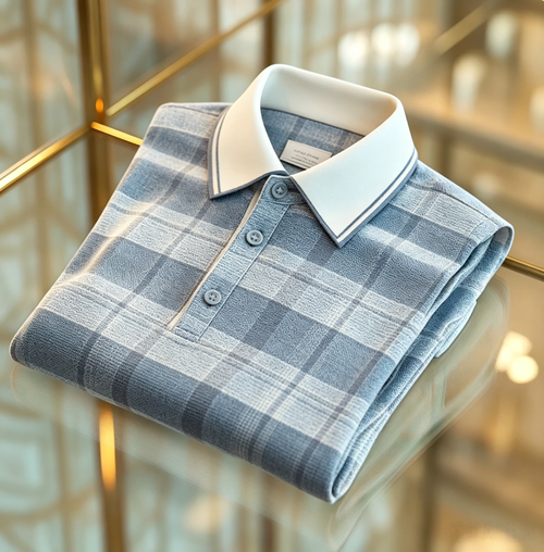 Men's Business Casual Jacquard Button Short Sleeve Polo Shirt