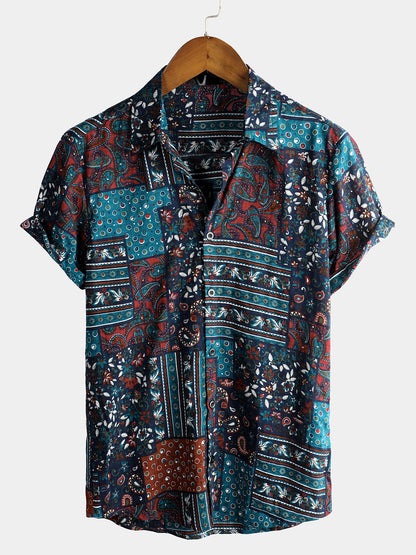 Men's Vintage Cotton Casual Short Sleeve Shirt