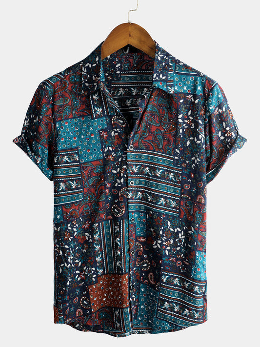 Men's Vintage Cotton Casual Short Sleeve Shirt