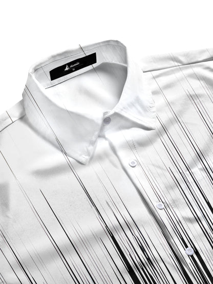 Casual Striped Print Men's Pocket Short Sleeve Shirts