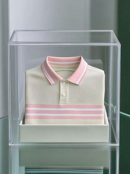 Men's Business Casual Button Short Sleeve Polo Shirt
