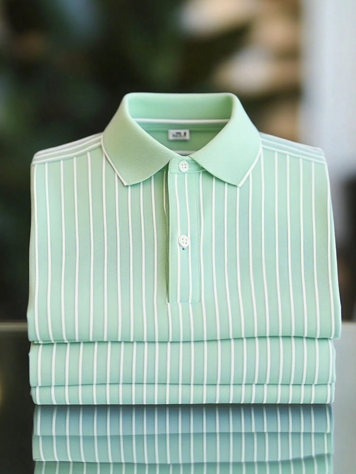 Men's Business Casual Color Block Stripe Button Short Sleeve Polo Shirt