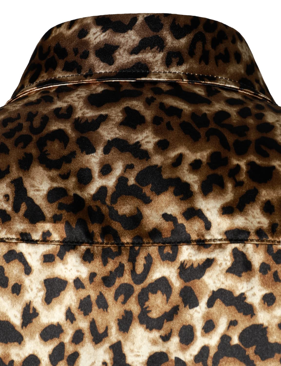 Men's Retro Leopard Button Up Brown Long Sleeve Shirt