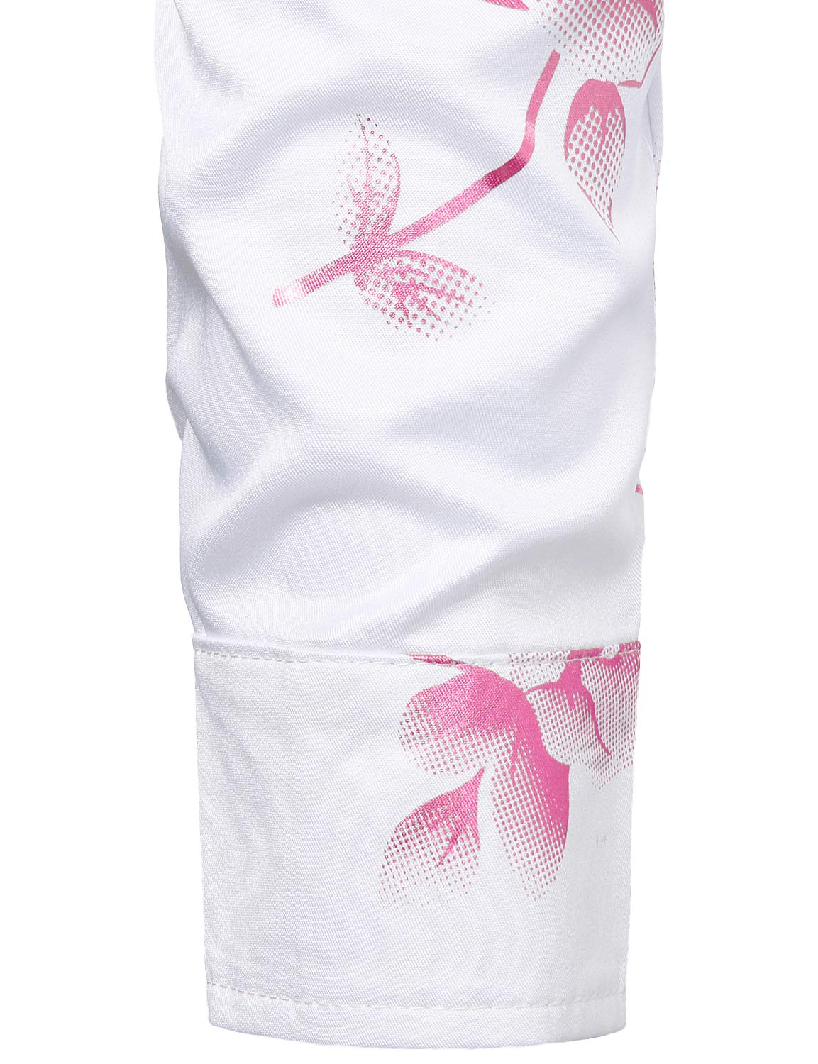 Men's Casual Pink Rose Floral Print Button Up Long Sleeve Dress Shirt
