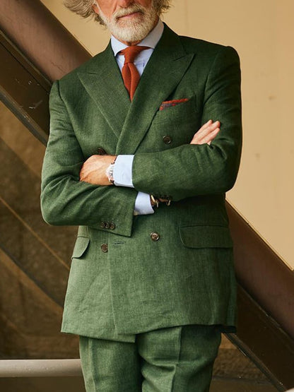 Men's Retro Double Breasted Pocket Design Gentleman Business Suit Jacket
