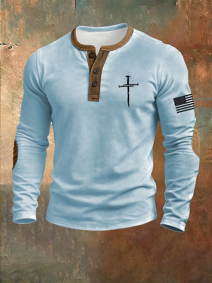 Men's Faith Print Henley Top