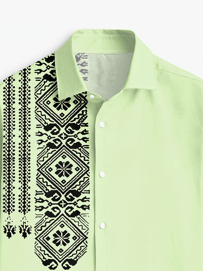 Men's Street Style Business Casual Ethnic Printed Long Sleeve Shirt