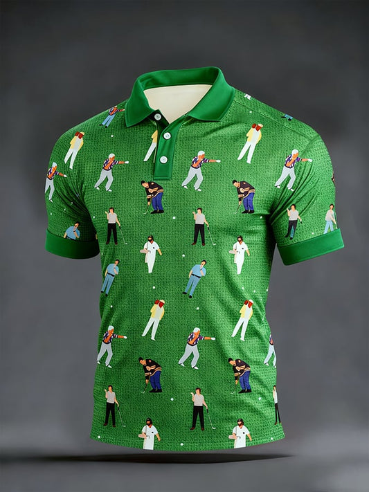 Men's Golf Enthusiast Printed Polo Short-Sleeve T-Shirt