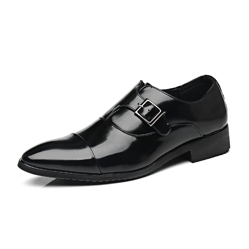 Black Pointed Toe European And American British Style Business Men'S Shoes