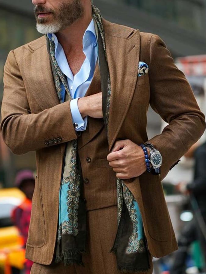 Men's Vintage Single Breasted Pocket Gentleman's Business Suit Jacket