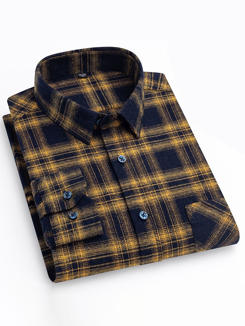 Men'S Retro Plaid Cotton Shirt