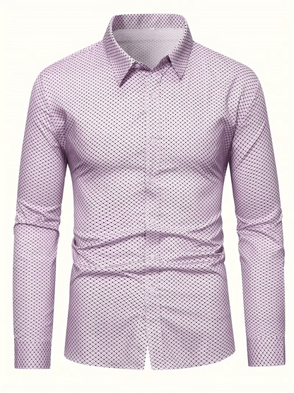 Men's Geometric Design Business Casual Shirt
