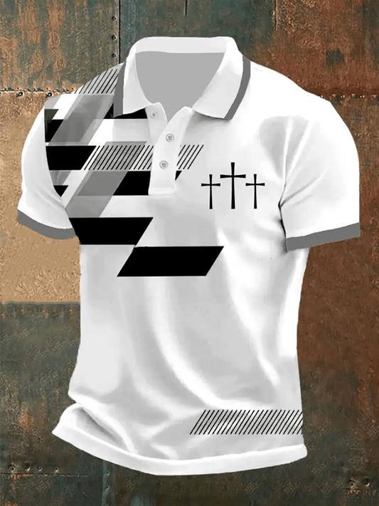 Men's Retro Faith Casual Printed Polo Shirt