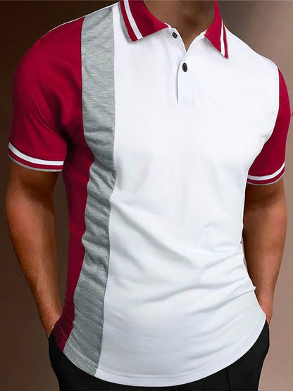 Printed Lapel Pullover Casual Polo Shirt