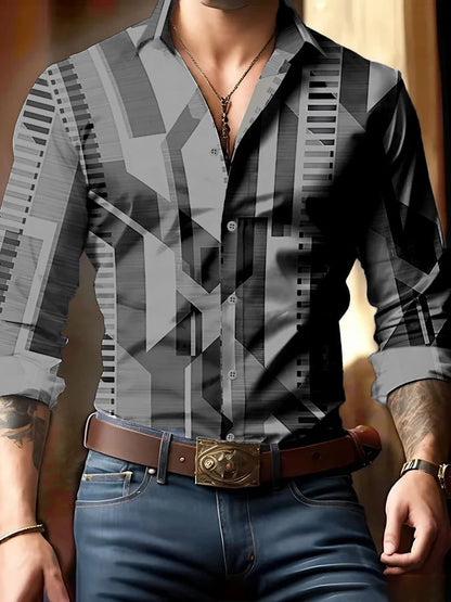 Men's Geometric Print Business Shirt