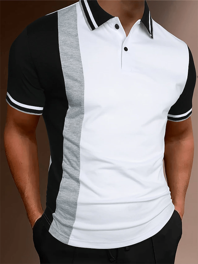 Printed Lapel Pullover Casual Polo Shirt