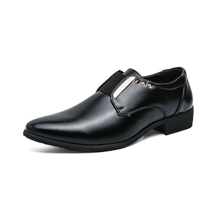 Men'S Pointed Toe Business Casual Solid Color Leather Shoes
