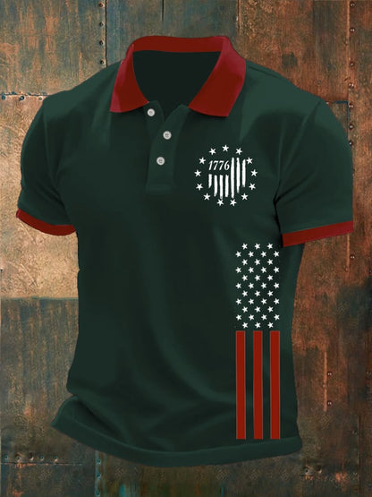 Men's 1776 Flag  Print Polo Shirt