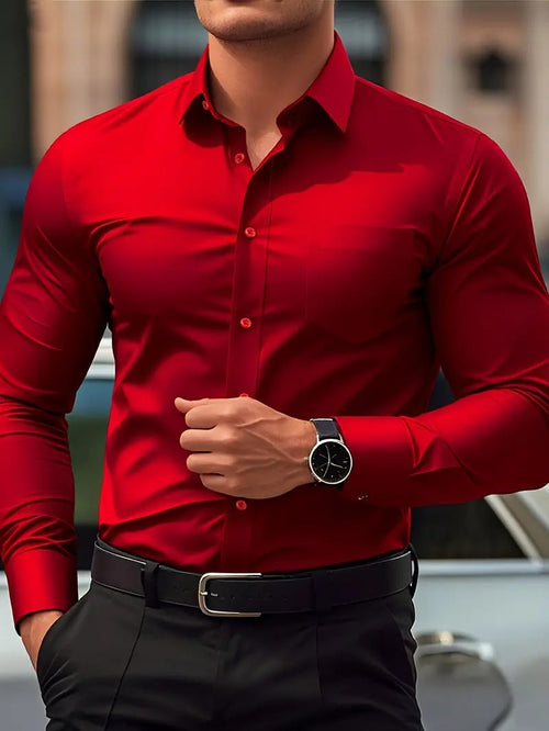 Men's Street Style Business Casual Printed Long Sleeve Shirt
