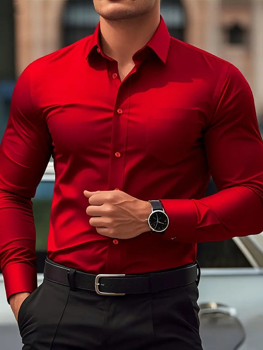 Men's Street Style Business Casual Printed Long Sleeve Shirt