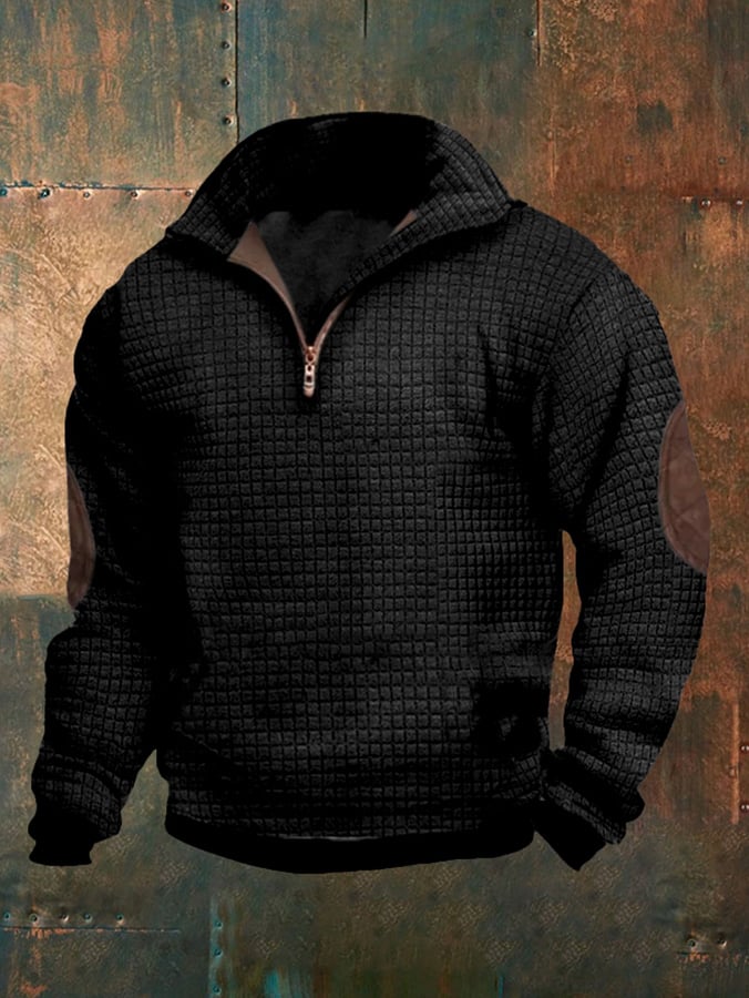 Men's Stand Collar Zipper Long Sleeve Casual Sweatshirt
