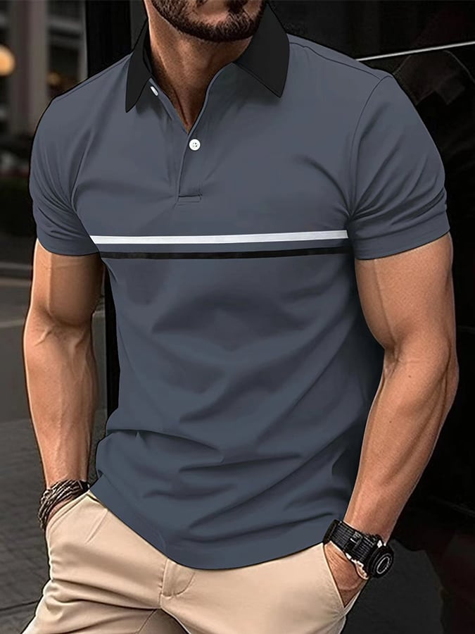 Sports Casual Slim Fit Short Sleeve Half Button Polo Shirt