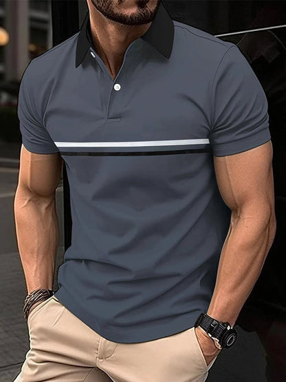 Sports Casual Slim Fit Short Sleeve Half Button Polo Shirt