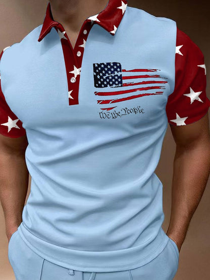 Men'S Flag Print Polo Shirt