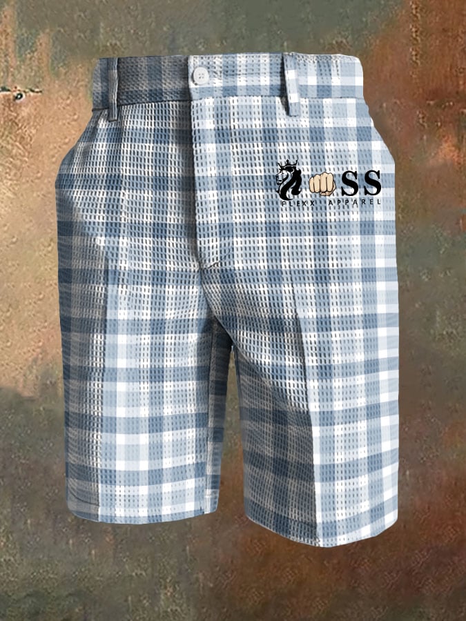 Men's Casual Plaid Waffle Pants