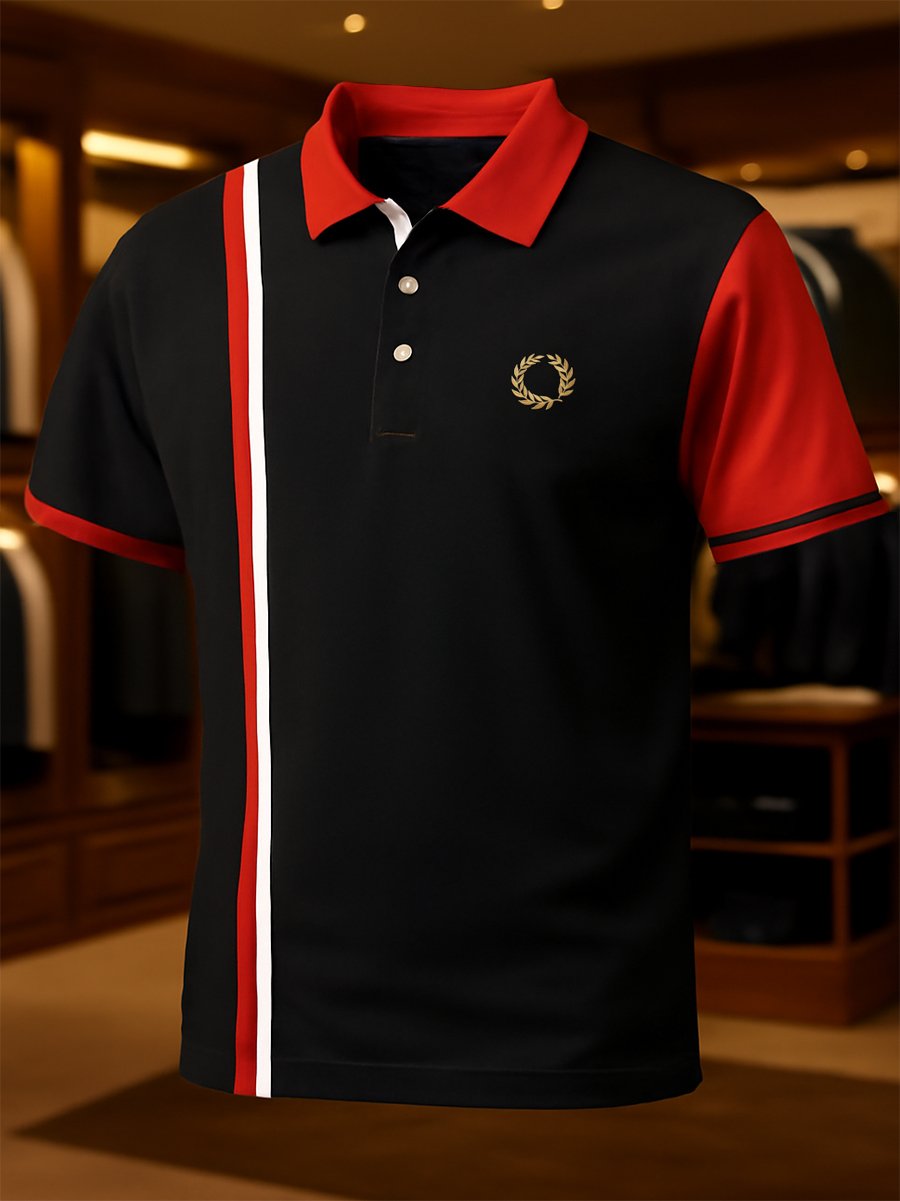 Men's Business Casual Button Short Sleeve Polo Shirt