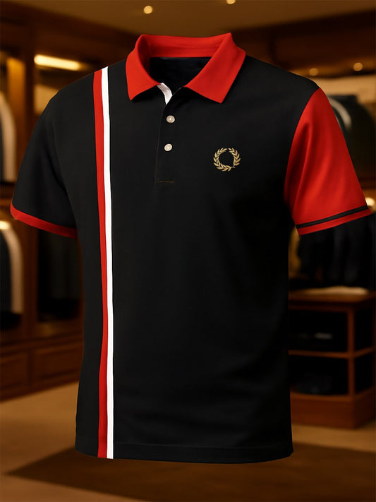 Men's Business Casual Button Short Sleeve Polo Shirt