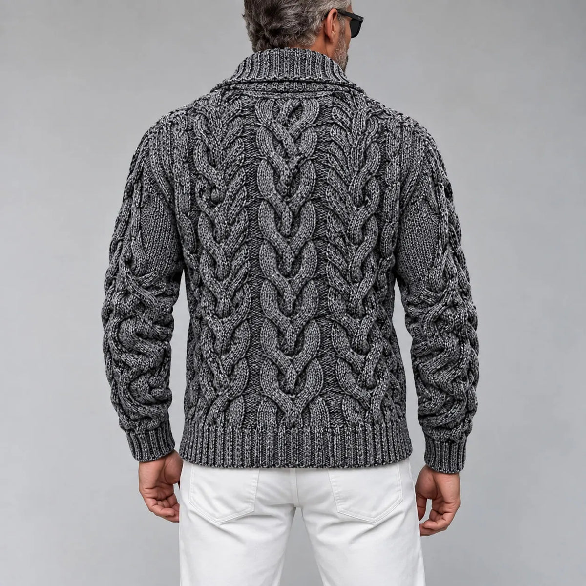 Men's V-Neck Double-Breasted Knit Cardigan
