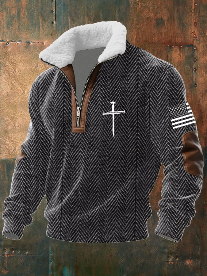 Men's Vintage Faith Long Sleeve Textured Sweatshirt