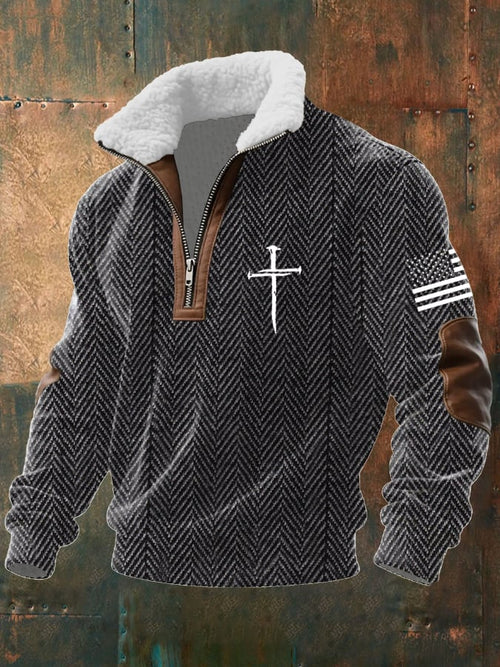 Men's Vintage Faith Long Sleeve Textured Sweatshirt