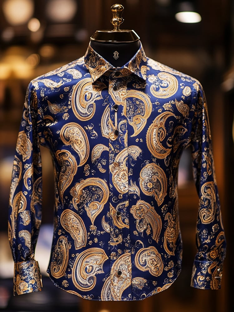 Men's Casual Abstract Printed Long Sleeve Shirt