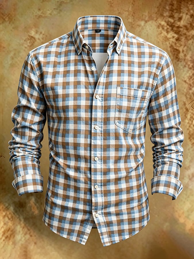 Men's Retro Abstract Art Print Comfortable Business Style Shirt