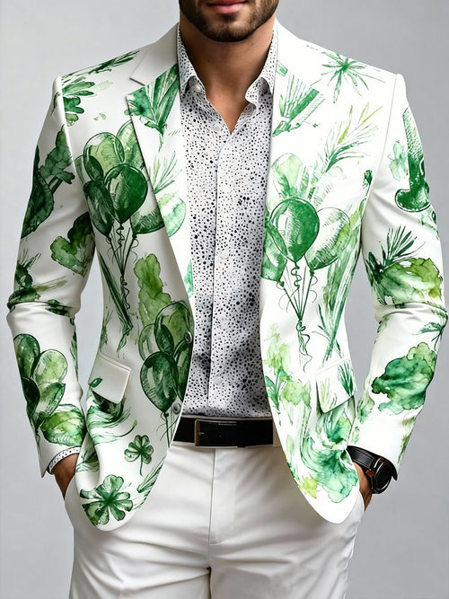 Men's Luxury St. Patrick's Day Balloon Print Suit Jacket