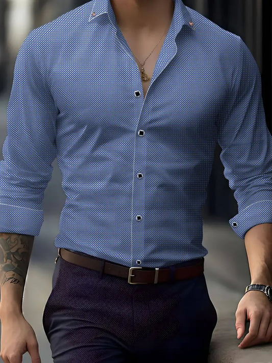 Men's Street Style Business Casual Printed Long Sleeve Shirt
