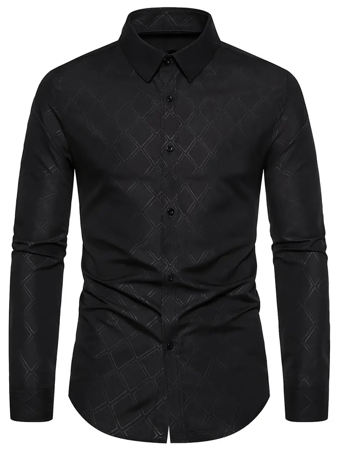 Men's Geometric Design Business Casual Shirt