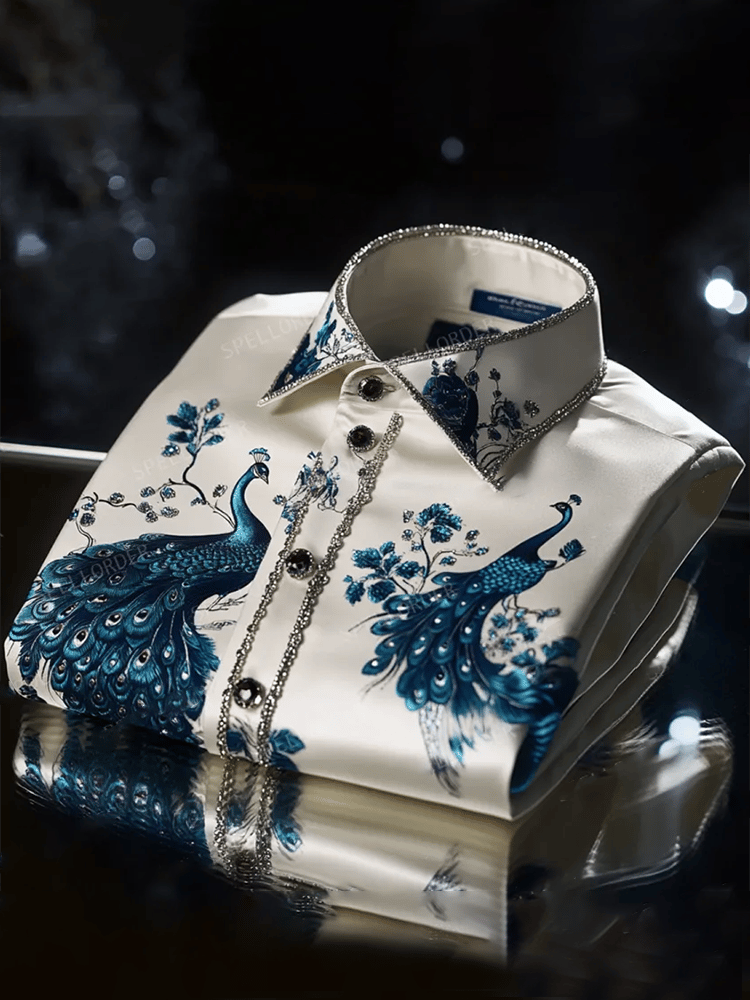 Men's Satin Luxe Print Short Sleeve Button Shirt