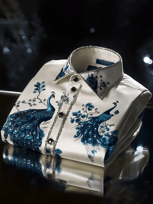 Men's Satin Luxe Print Short Sleeve Button Shirt
