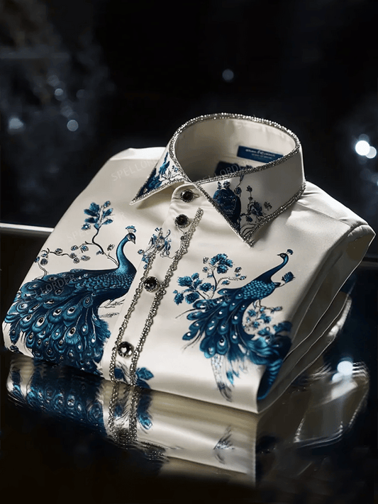 Men's Satin Luxe Print Short Sleeve Button Shirt