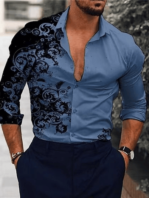 Men's Business Casual Striped Long Sleeve Shirt